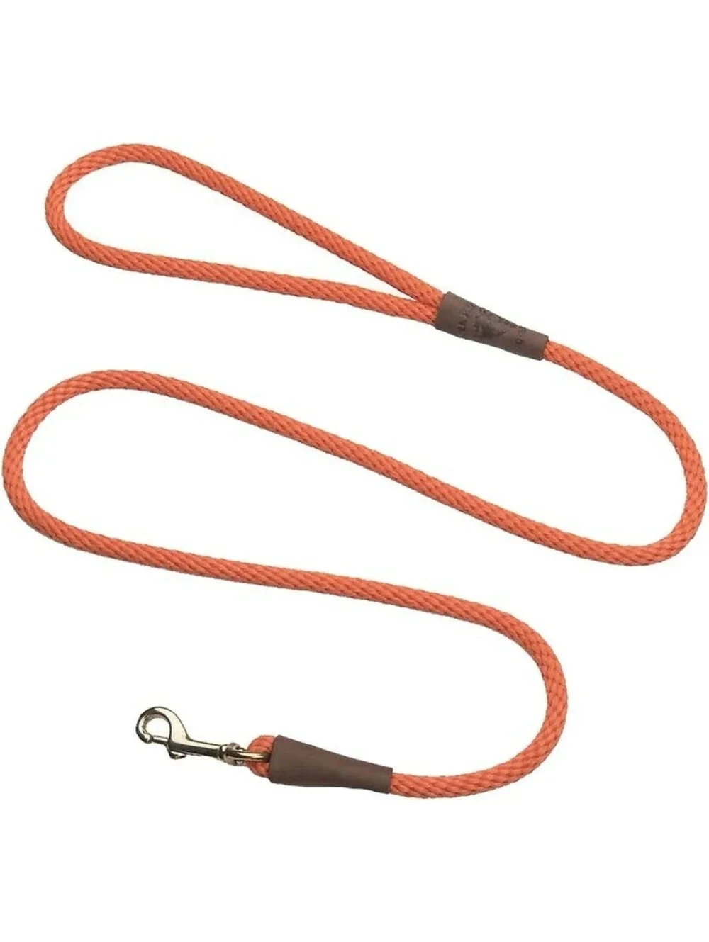 (RGB1) Mendota Pet Snap Leash 3/8in x 6ft British-Style Rope Dog Leash Orange